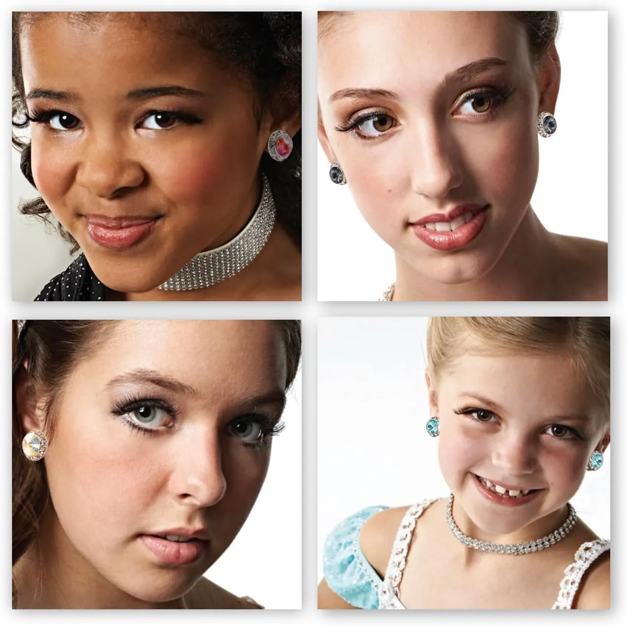 | Colorful Rhinestone Clip On Earrings for Dance, Pageant, Prom, Performance, Wedding, or Special Event