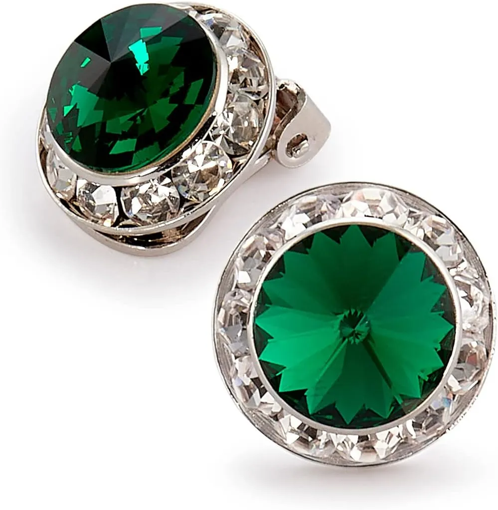 | Colorful Rhinestone Clip On Earrings for Dance, Pageant, Prom, Performance, Wedding, or Special Event