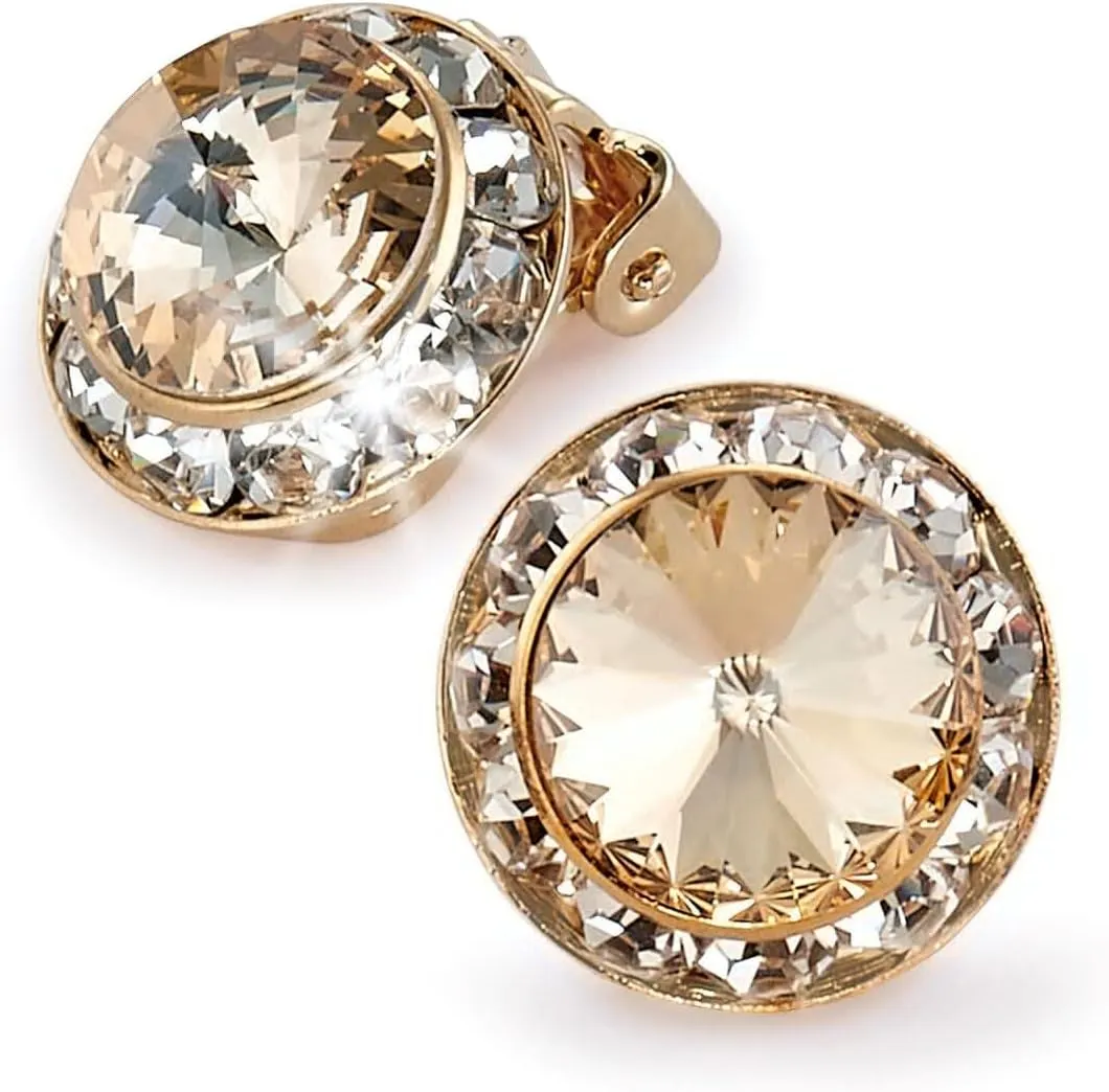 | Colorful Rhinestone Clip On Earrings for Dance, Pageant, Prom, Performance, Wedding, or Special Event