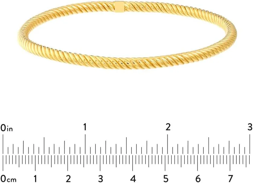 14K Yellow Gold Slip-On Twisted Rope Bangle Bracelet - 7.75 Inches