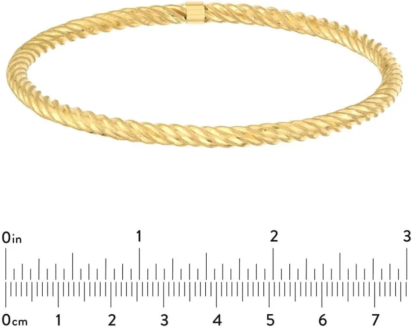 14K Yellow Gold Slip-On Twisted Rope Bangle Bracelet - 7.75 Inches