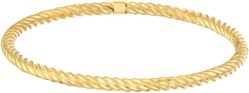 14K Yellow Gold Slip-On Twisted Rope Bangle Bracelet - 7.75 Inches