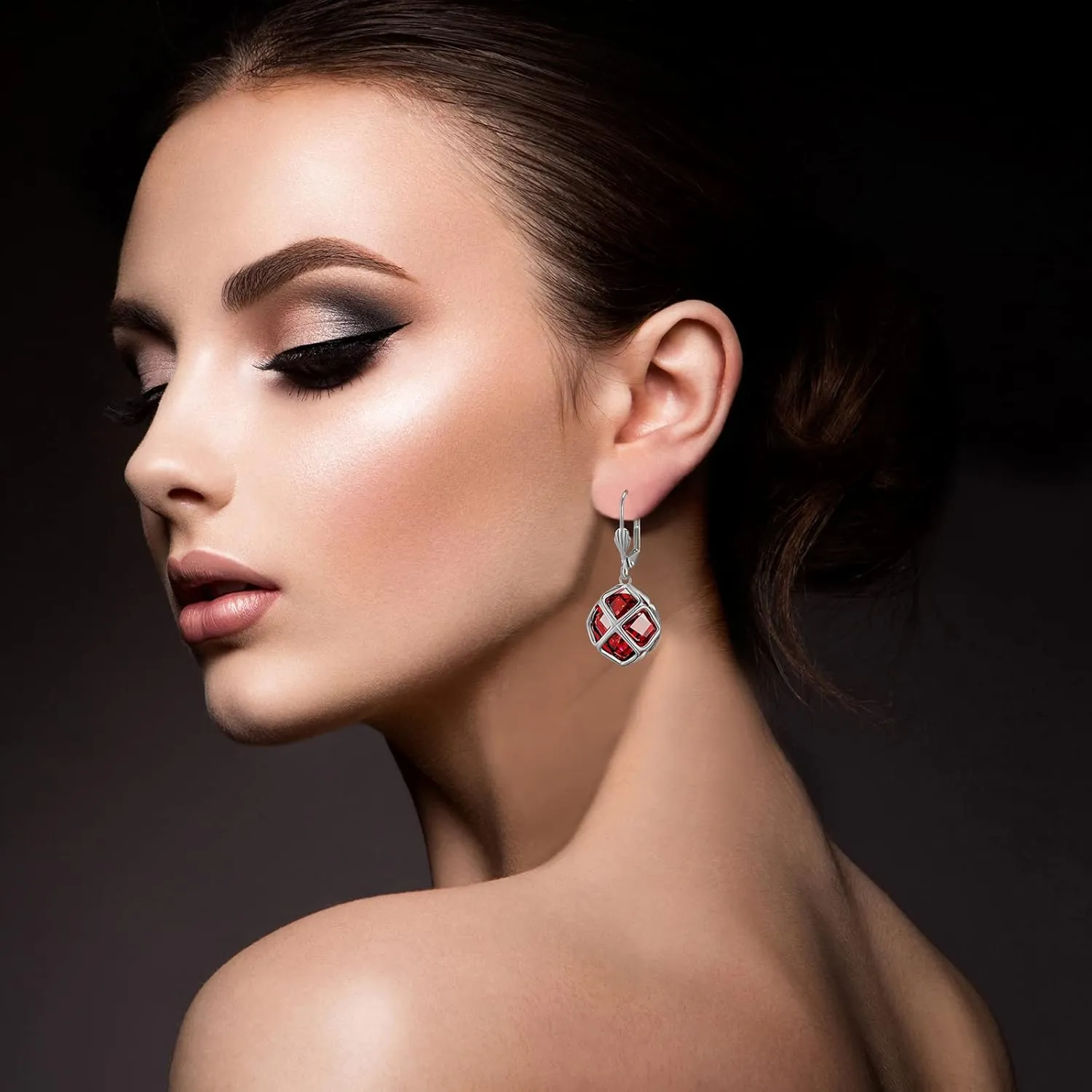 14MM Austrian Crystal Dangle Earrings for Women 14K Glod Jewelry