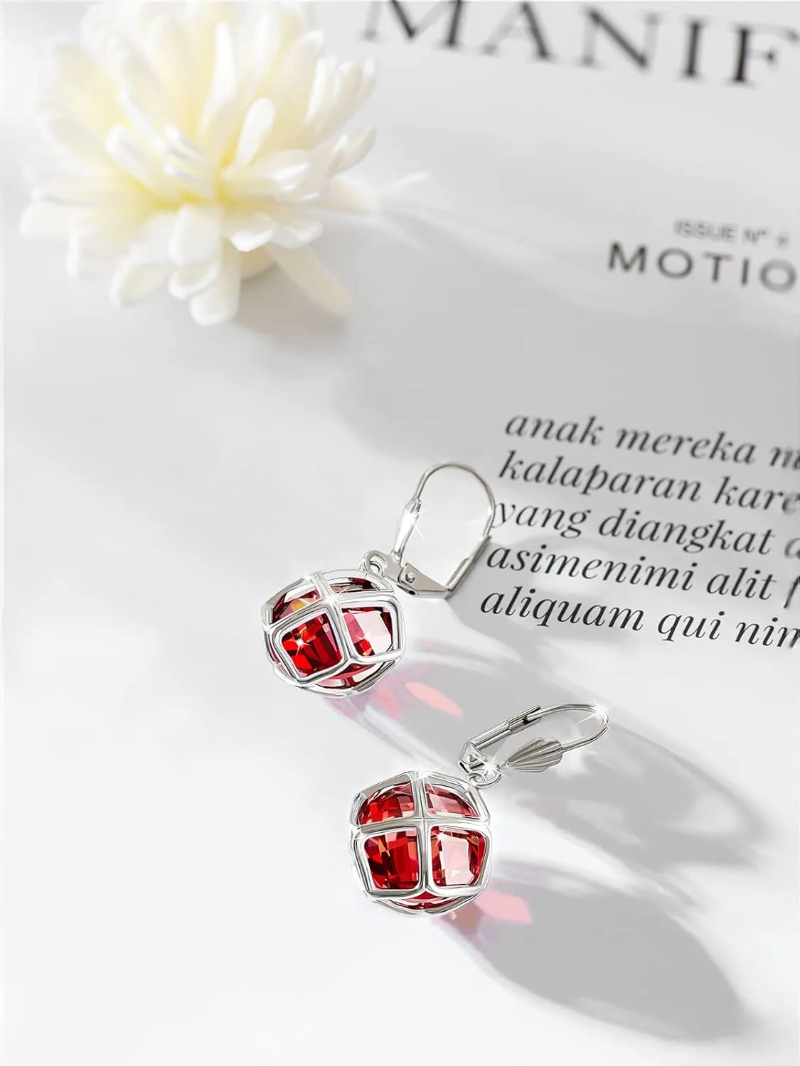 14MM Austrian Crystal Dangle Earrings for Women 14K Glod Jewelry