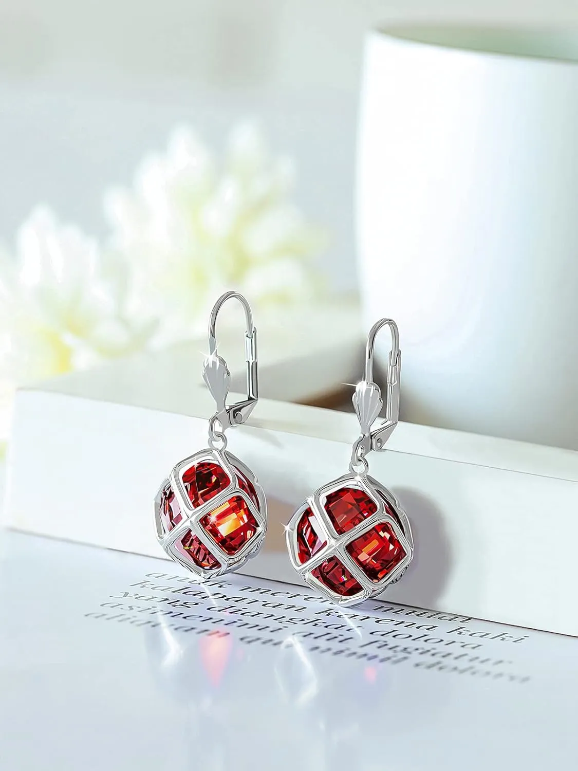 14MM Austrian Crystal Dangle Earrings for Women 14K Glod Jewelry