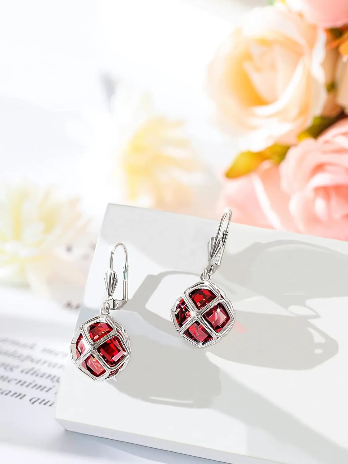 14MM Austrian Crystal Dangle Earrings for Women 14K Glod Jewelry