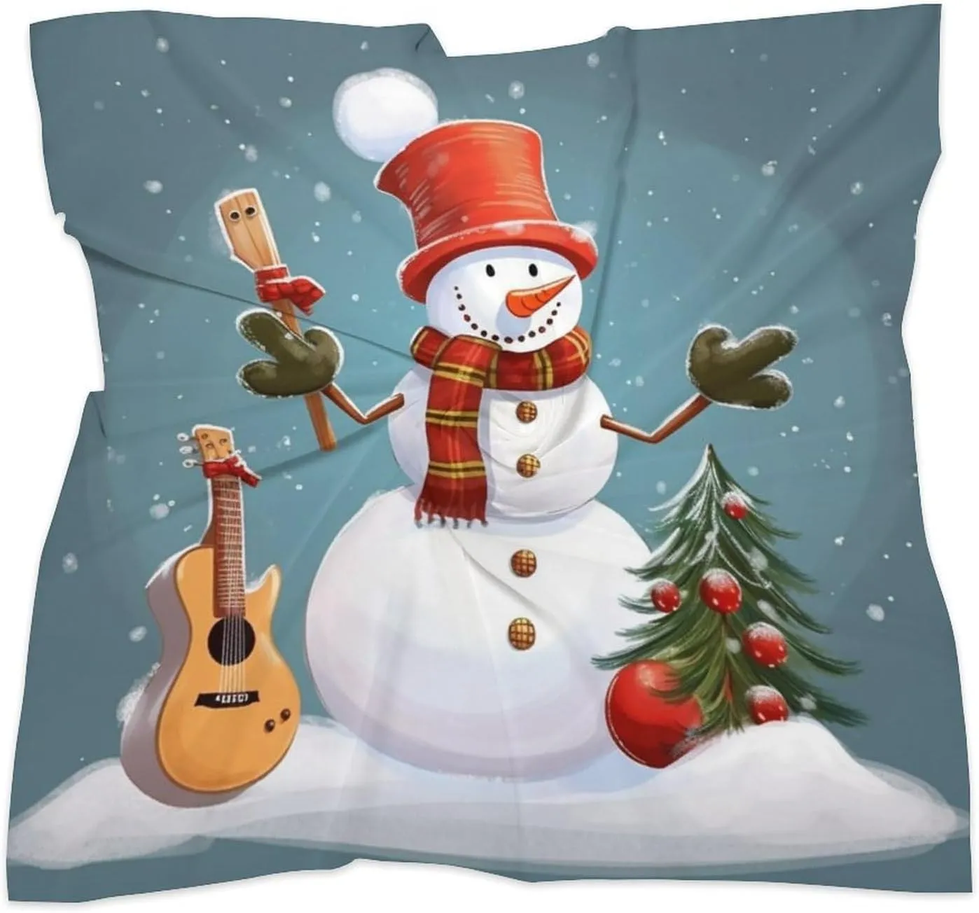 18" Silk Scarf Lightweight Satin Christmas Snowman Head Scarf Fashion Neck Head Scarves Headband Silk Scarves for Women Men Boho Hair Wrap Kerchief Hair Bandanas Square Neckerchief