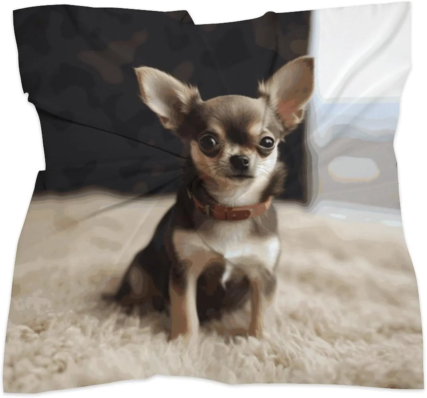18" Silk Scarf Lightweight Satin Cute Chihuahua Head Scarf Fashion Neck Head Scarves Headband Silk Scarves for Women Men Boho Hair Wrap Kerchief Hair Bandanas Square Neckerchief