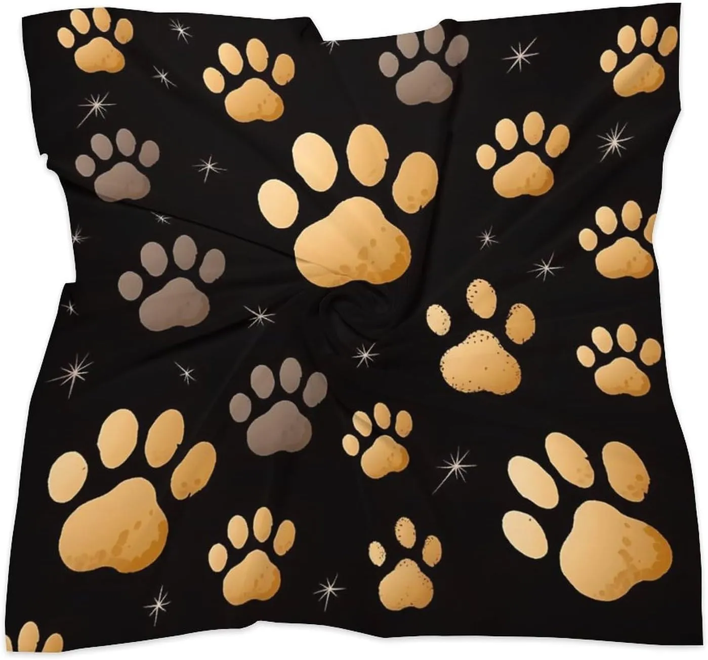 18" Silk Scarf Lightweight Satin Dog Paw Print Head Scarf Fashion Neck Head Scarves Headband Silk Scarves for Women Men Boho Hair Wrap Kerchief Hair Bandanas Square Neckerchief