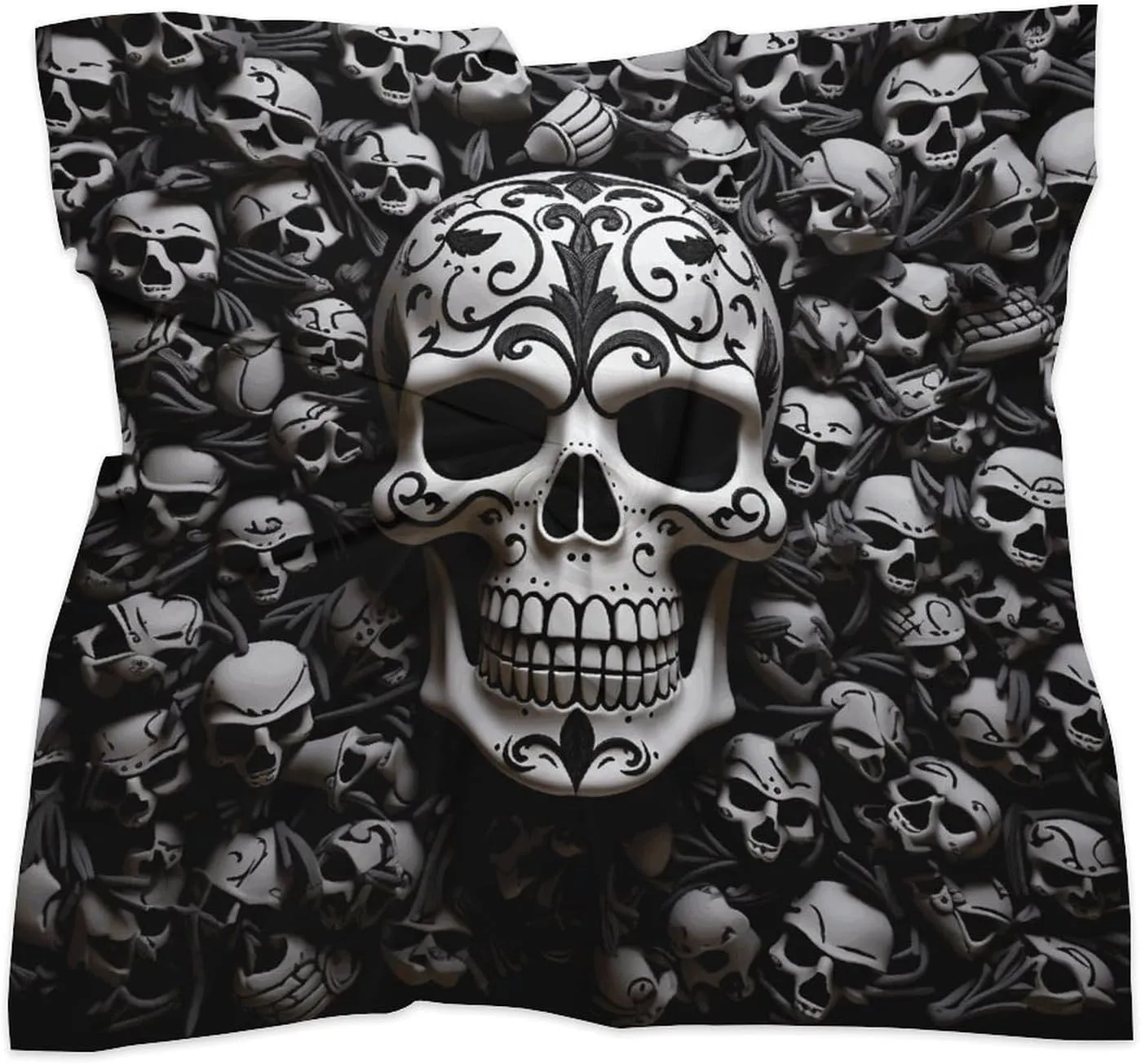 18" Silk Scarf Lightweight Satin Skulls Head Scarf Fashion Neck Head Scarves Headband Silk Scarves for Women Men Boho Hair Wrap Kerchief Hair Bandanas Square Neckerchief