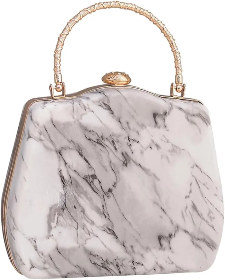 1Pc Marbled Evening Bag for Women Luxury Clutch with Handle Elegant Handbag for Parties Weddings and Formal Events Stylish Accessory for Prom and Night