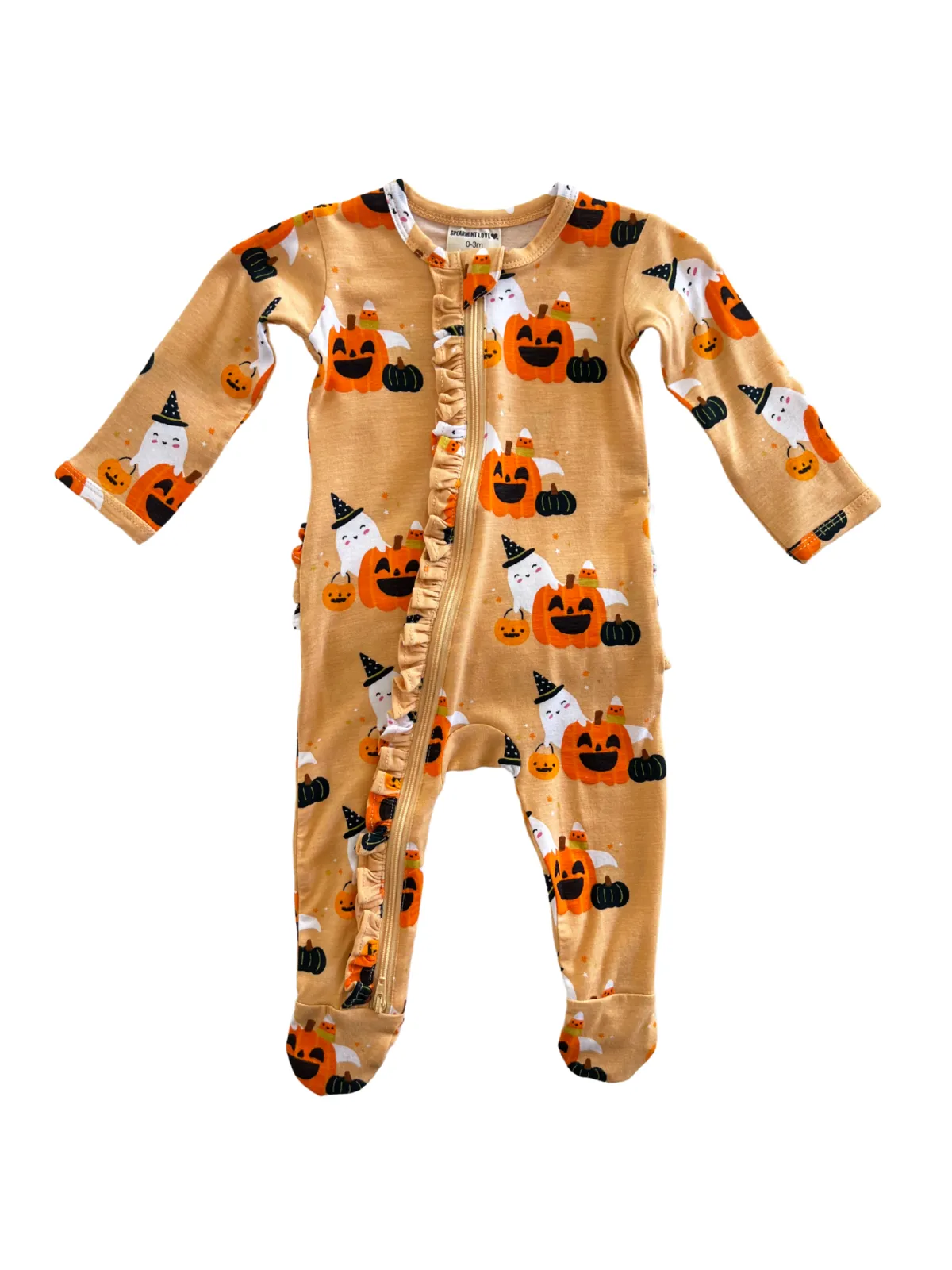 2-Way Ruffle Zip Footie, Halloween Cluster