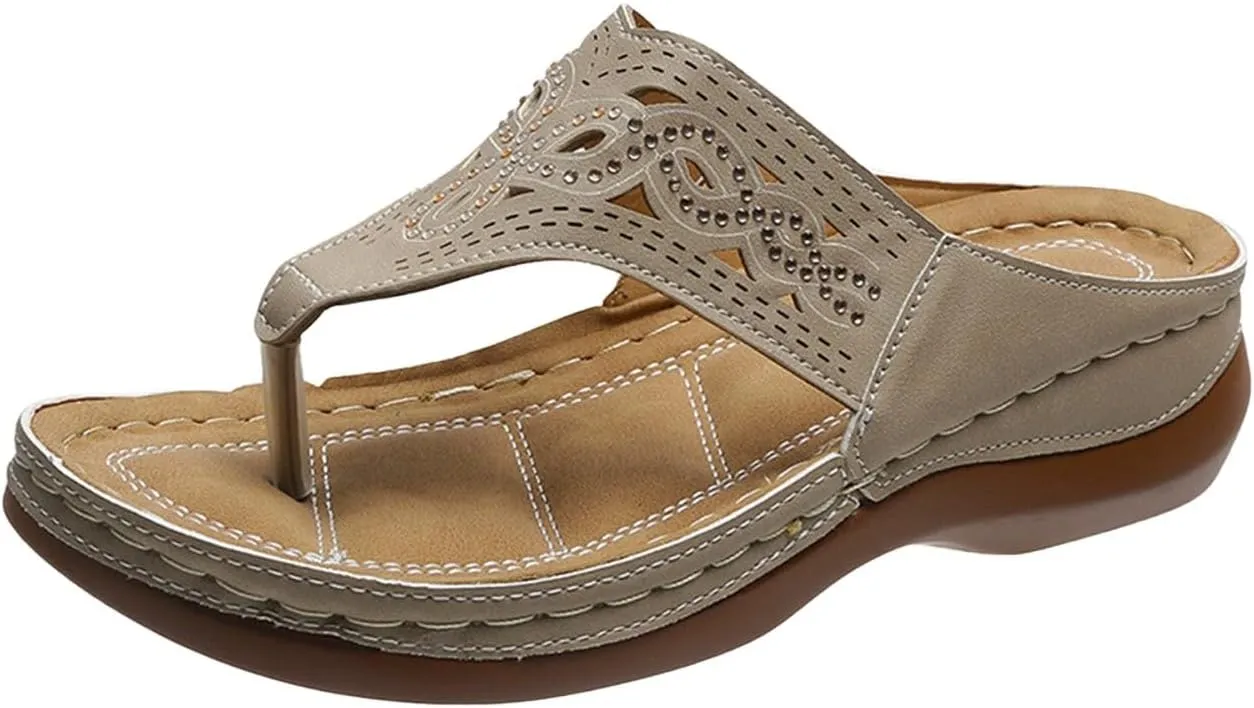 2025 Soft Bottom Orthopedic Flip Flops Comfort Orthotic Casual Women Sandals with Arch Support Womens Flip Flops (Brown, 7)