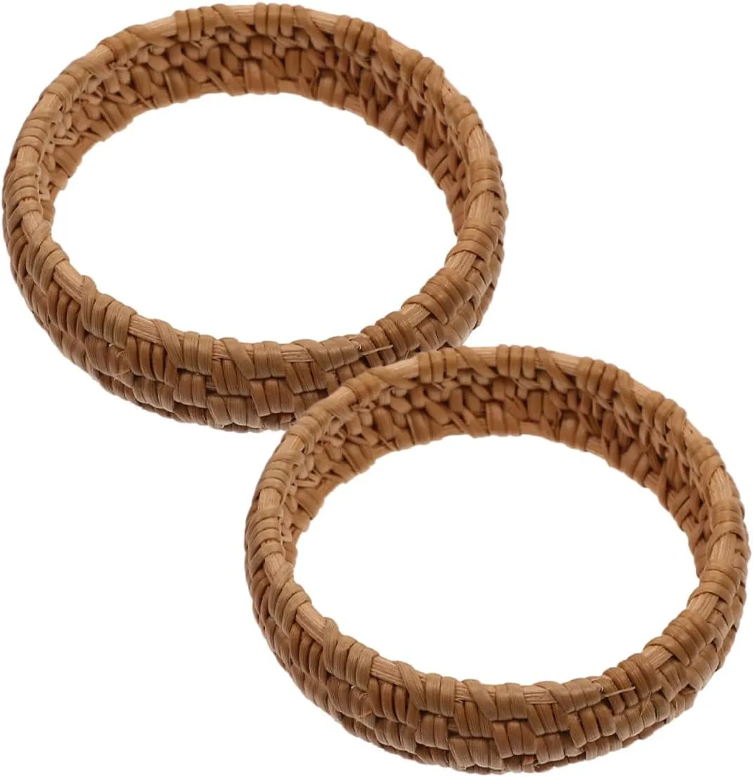 2pcs Handmade Rattan Woven Bracelets Lightweight Jewelry for Daily Wear Ethnic Boho Style for Parties Travel and Everyday Outfits
