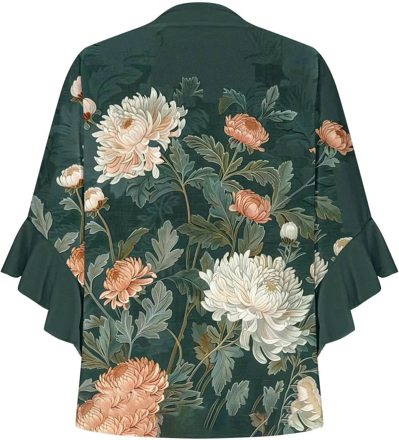3/4 Length Sleeve Women Tops V Neck Ruffle Shirts Casual Summer Floral Boho Blouses Plus Size Spring Clothes