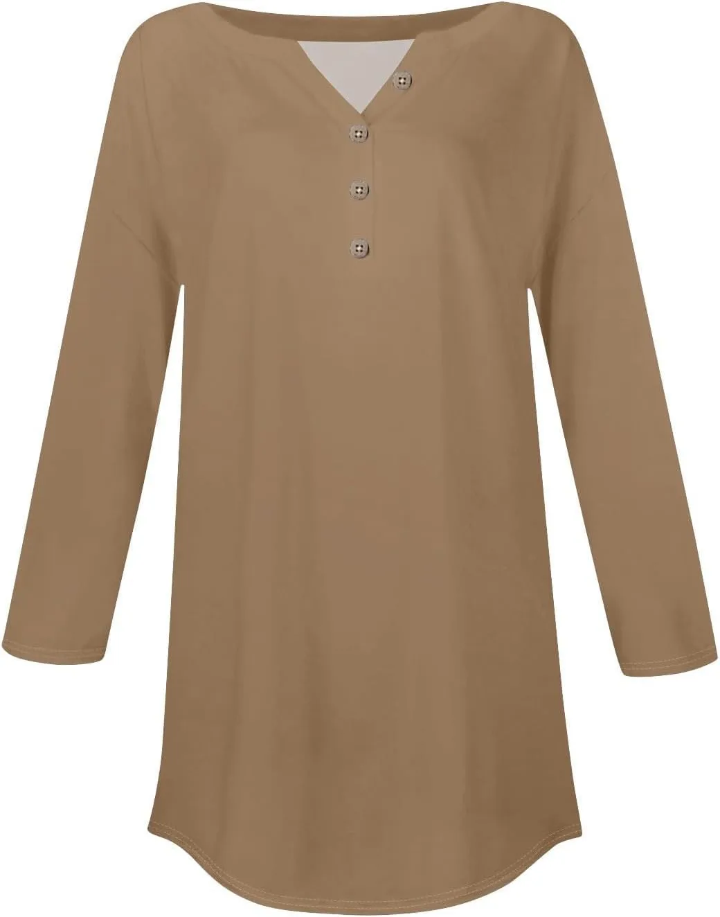 3/4 Length Sleeve Womens Tops 2025 Casual Loose Fit Long Tunic Tops Henley Neck Three Quarter Sleeve Button Up Shirts