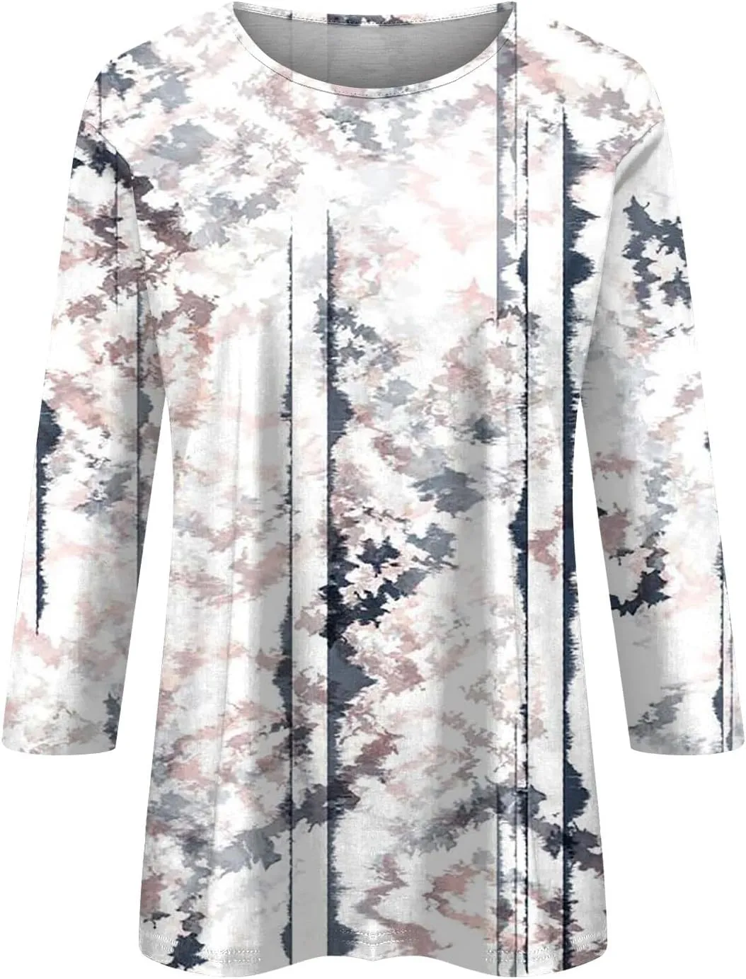 3/4 Length Sleeve Womens Tops Plus Size Crewneck Floral Graphic Shirts Three Quarter Loose Casual Dressy Blouses