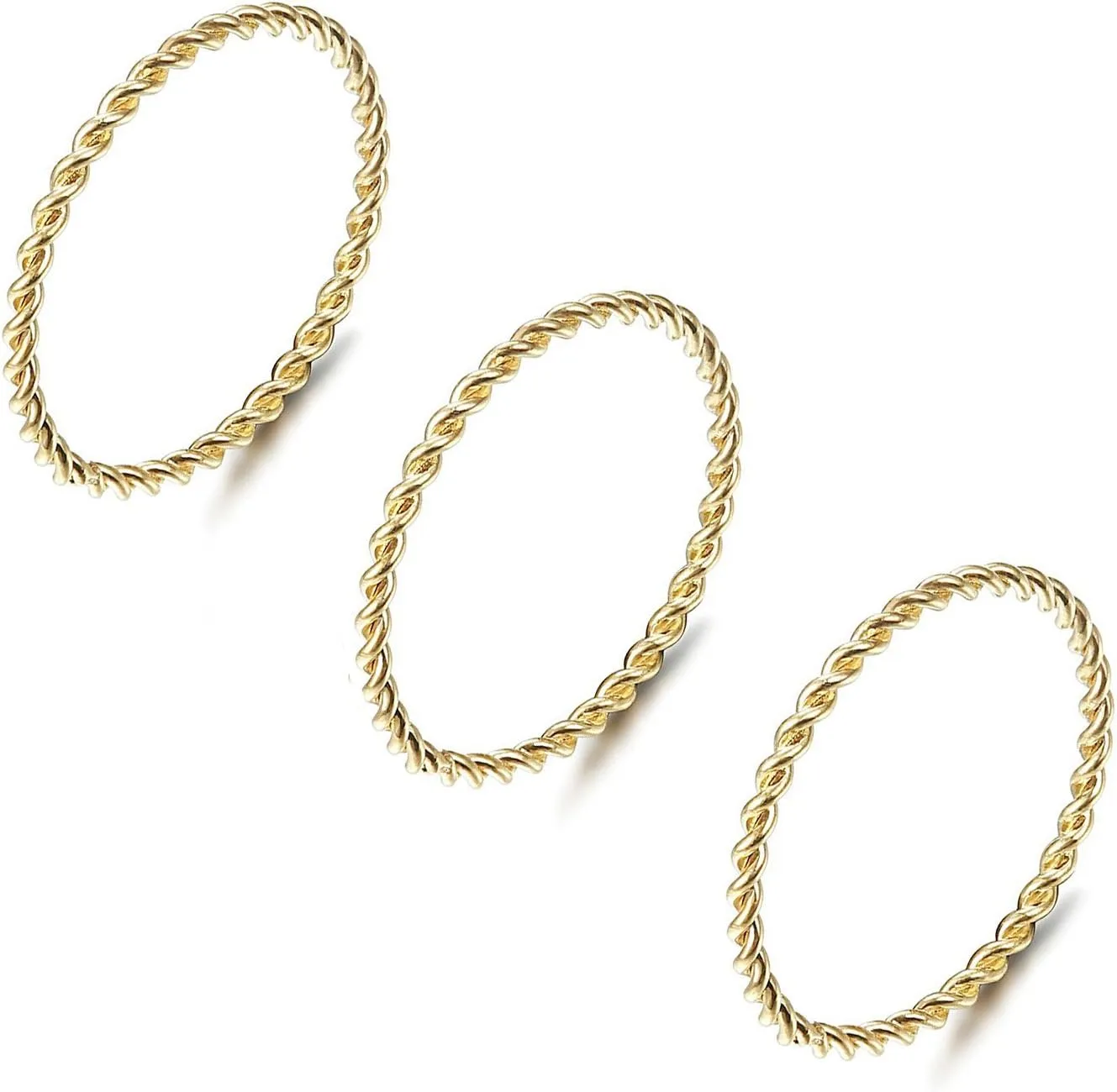 3pcs Stainless Steel Dainty Stackable Twisted Rope Knuckle Ring Women Engagement Wedding Rings