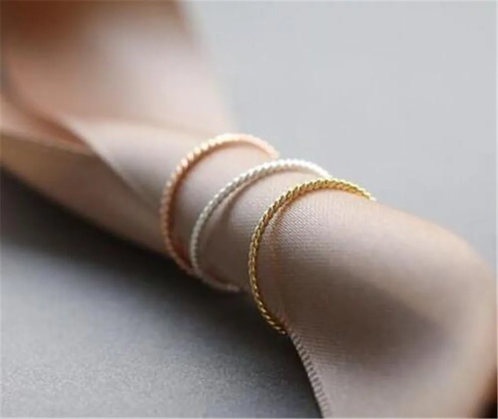 3pcs Stainless Steel Dainty Stackable Twisted Rope Knuckle Ring Women Engagement Wedding Rings