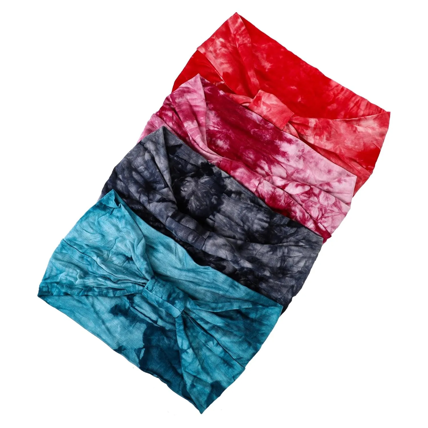 4pcs Headband For Women Hairband Soft Cotton Bandeau Blue Bandanas Sports Stretchy Wide Silk Hippie Sweat Yoga Head Band Thin Hair Bands Fabric