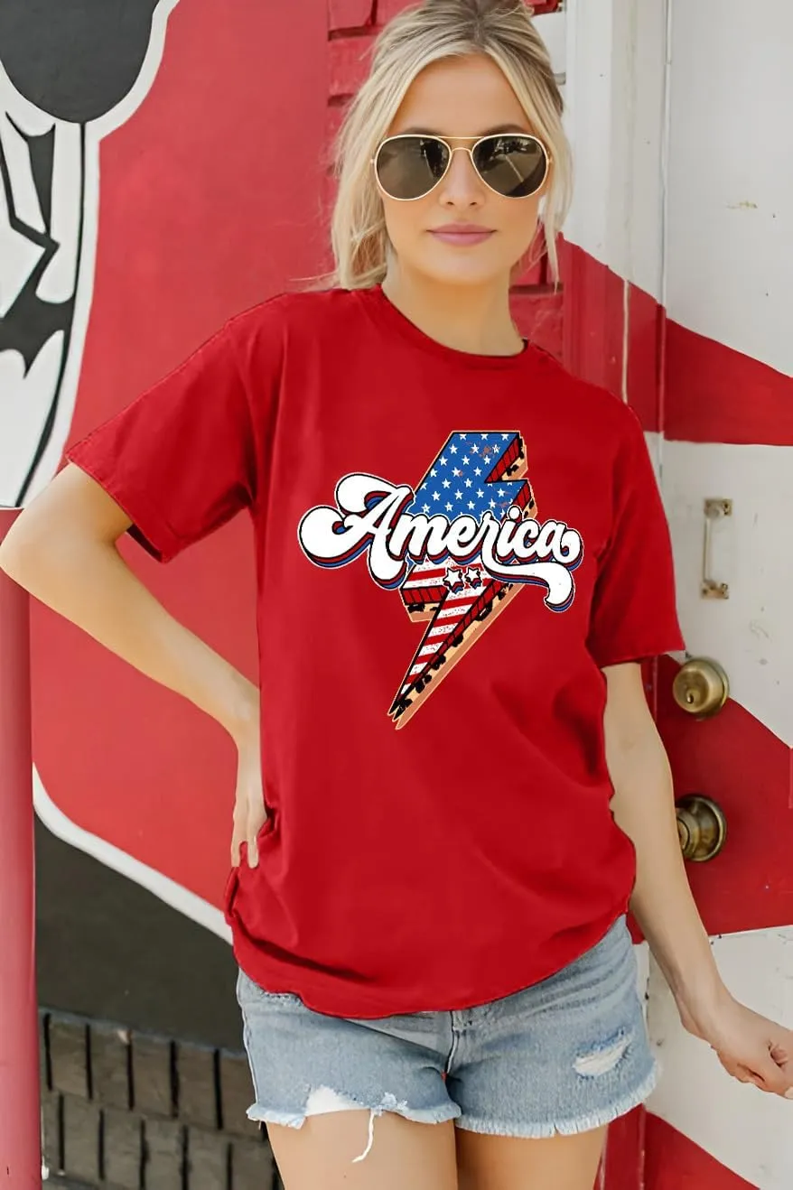 4th of July Shirts for Women America Printed Tshirt Patriotic Vintage USA Tee Tops