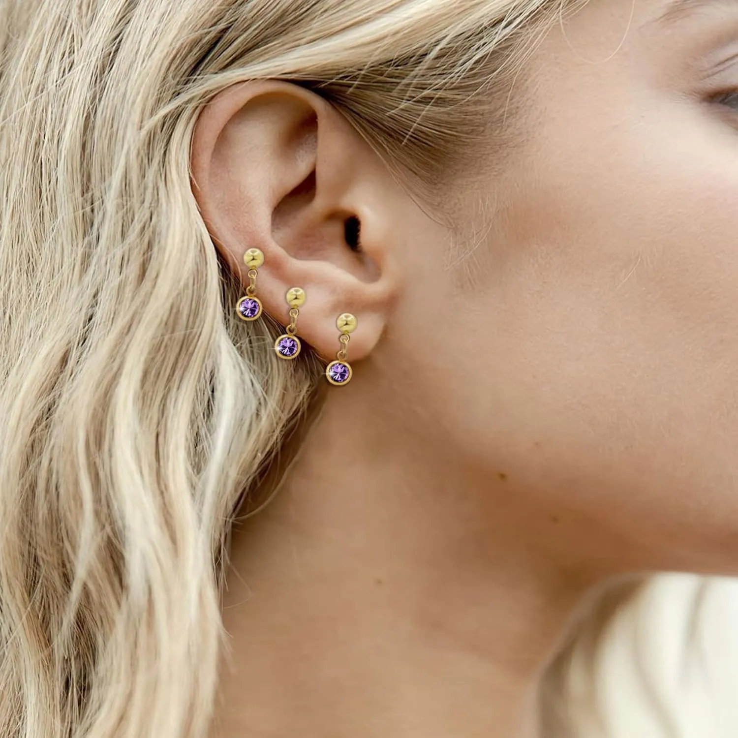 6 Pairs Dainty Gold Silver Birthstone Earrings Set for Women Multiple Piercing Stainless Steel Small Crystal Drop Stud Earring Birth Stone Earrings To Daughter Mom Birthday Unique Jewelry Gifts