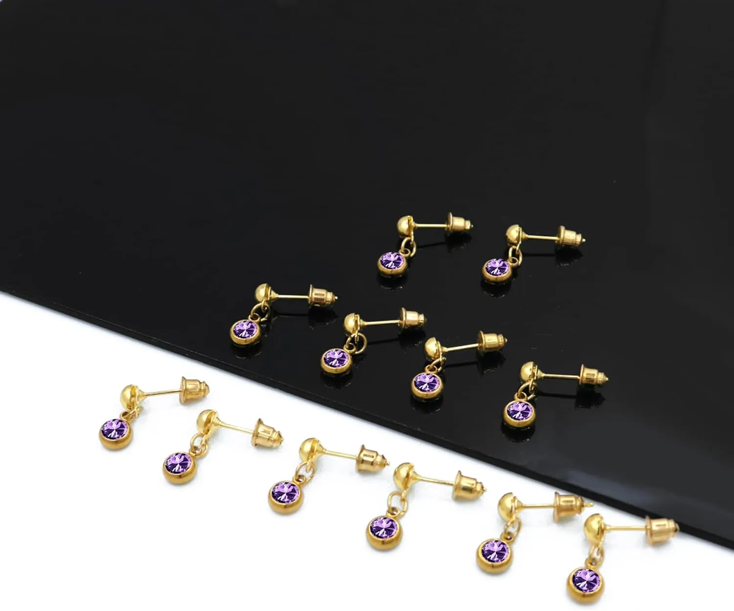 6 Pairs Dainty Gold Silver Birthstone Earrings Set for Women Multiple Piercing Stainless Steel Small Crystal Drop Stud Earring Birth Stone Earrings To Daughter Mom Birthday Unique Jewelry Gifts