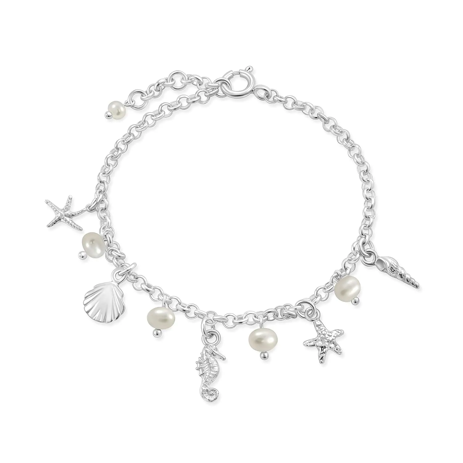 925 Sterling Silver - Pearl Bracelet for Women - 3mm Round Pearls - Adjustable 16-18cm Chain - June Birthstone Jewelry - Elegant Gift Anniversary Bracelet for Women