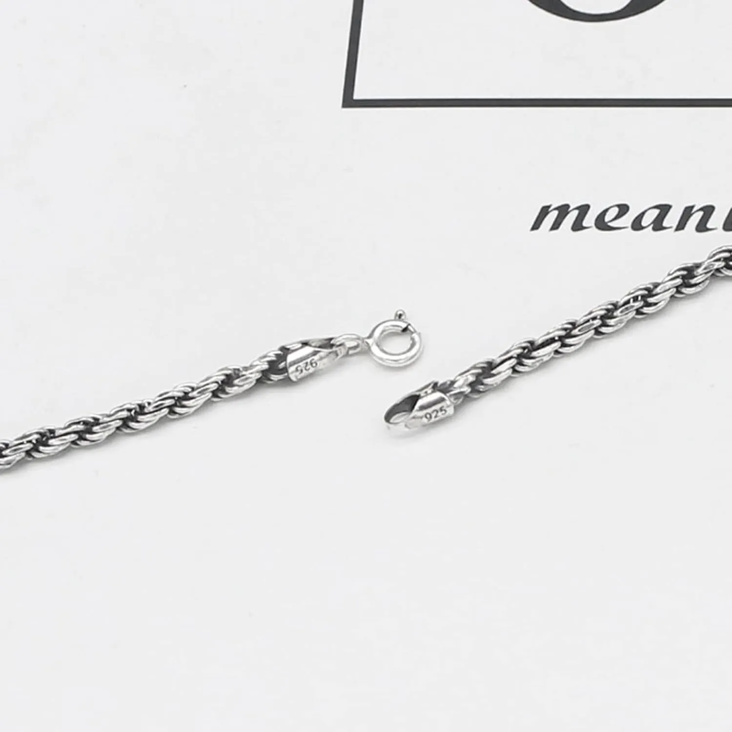 925 Sterling Silver Rope Chain Necklace 2mm 3mm Thai Silver Twisted French Rope Necklace for Men Women
