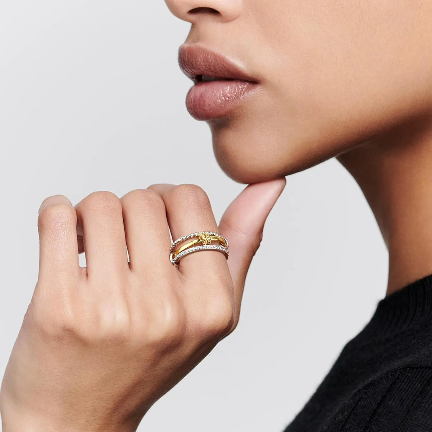 925 Sterling Silver Stackable Rings for Women Jewelry Non Tarnish Interlocking 3 Stack Twisted Rings Set for Women Dainty Bands