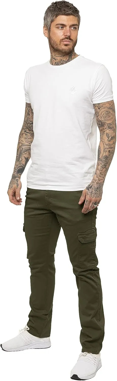 989Z ENZO Mens Cargo Combat Trousers Pants Cotton Casual Slim Fit Stretch Chinos