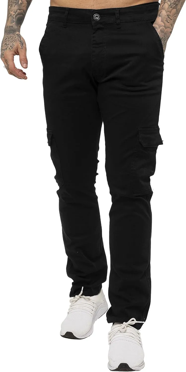 989Z ENZO Mens Cargo Combat Trousers Pants Cotton Casual Slim Fit Stretch Chinos