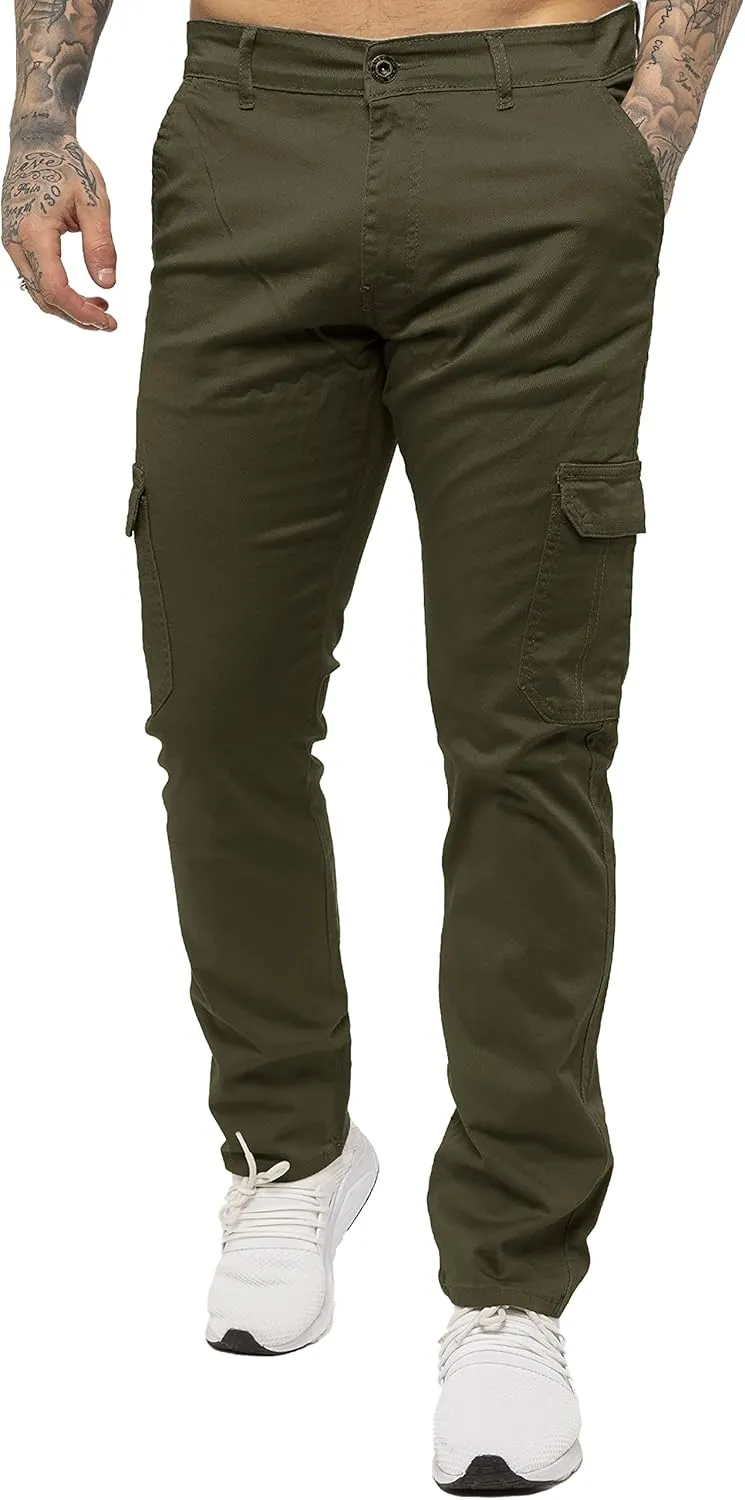 989Z ENZO Mens Cargo Combat Trousers Pants Cotton Casual Slim Fit Stretch Chinos