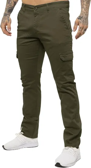 989Z ENZO Mens Cargo Combat Trousers Pants Cotton Casual Slim Fit Stretch Chinos