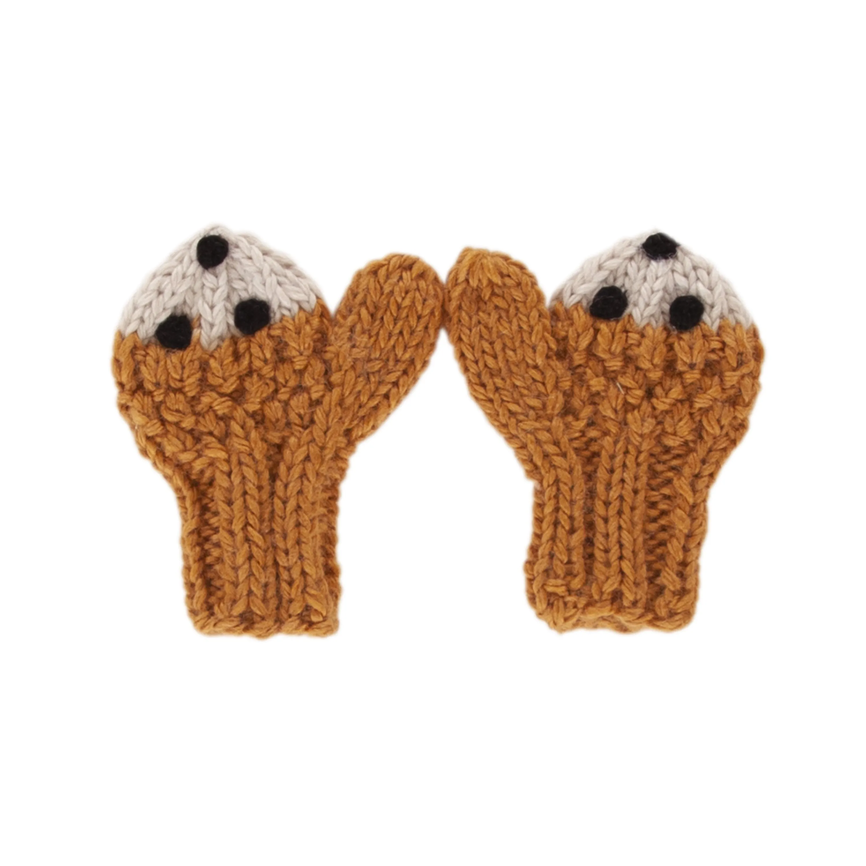 Acorn Bear Face Mittens - Caramel