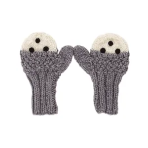 Acorn Bear Face Mittens - Grey