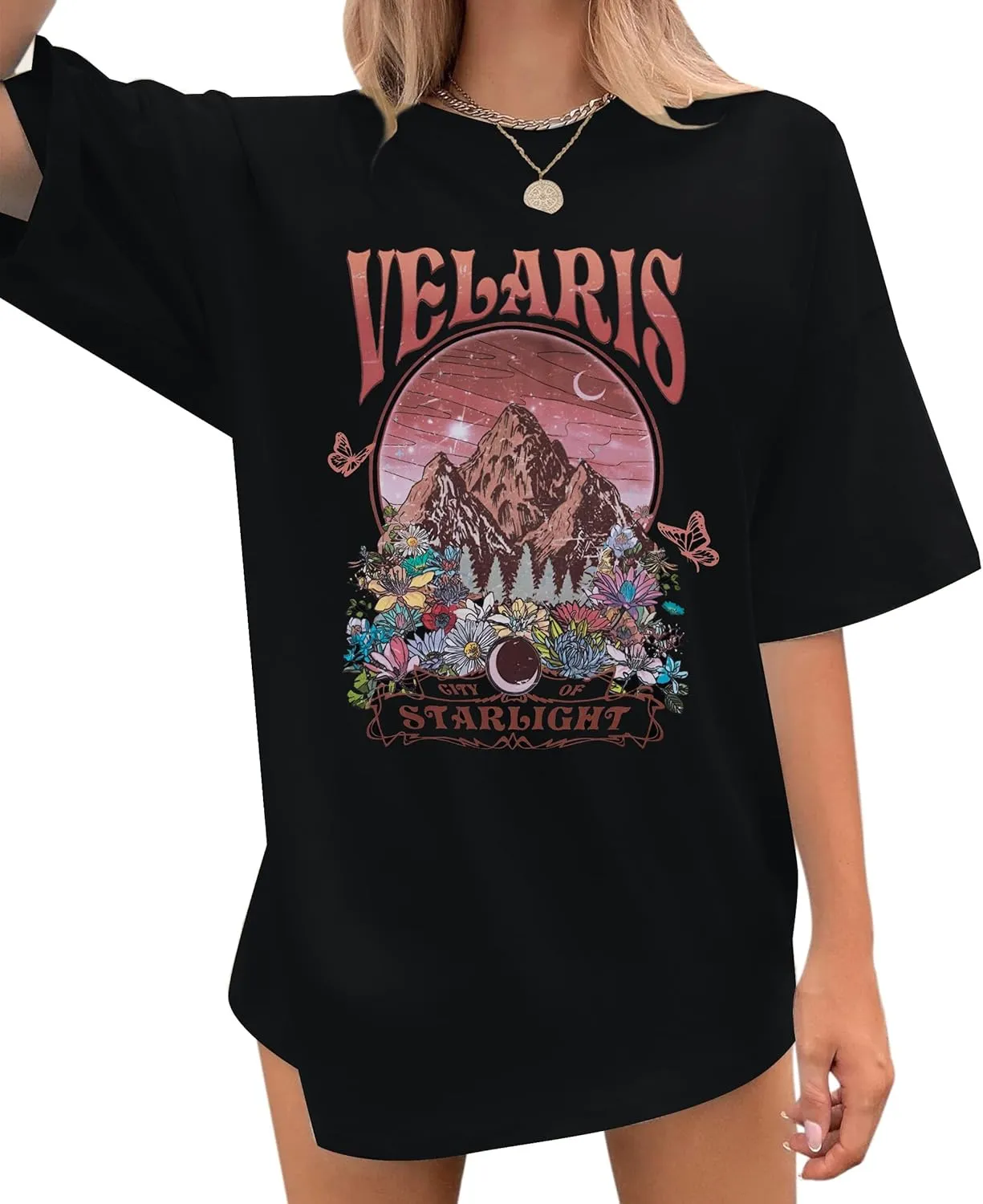 Acotar Velaris Shirts Women Oversized City of Starlight Shirt Book Fan Gift Casual Short Sleeve Tee