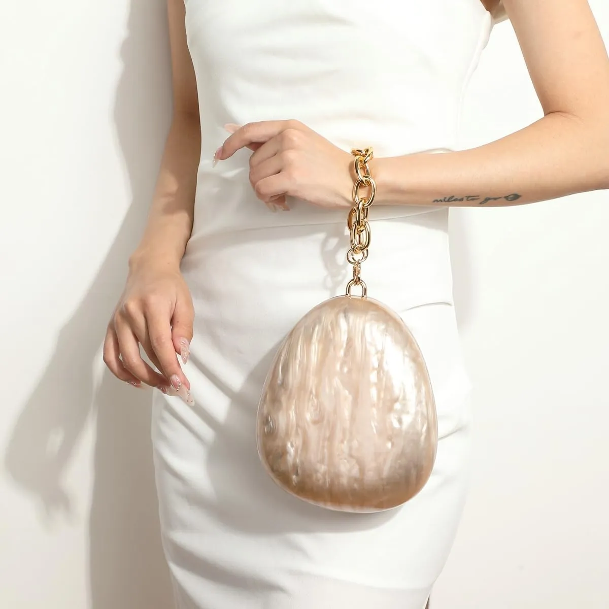 Acrylic Evening Clutch Purse Women Cute Metal Shoulder Handbag Crossbody Bag Clutch Evening Bags Party Wedding