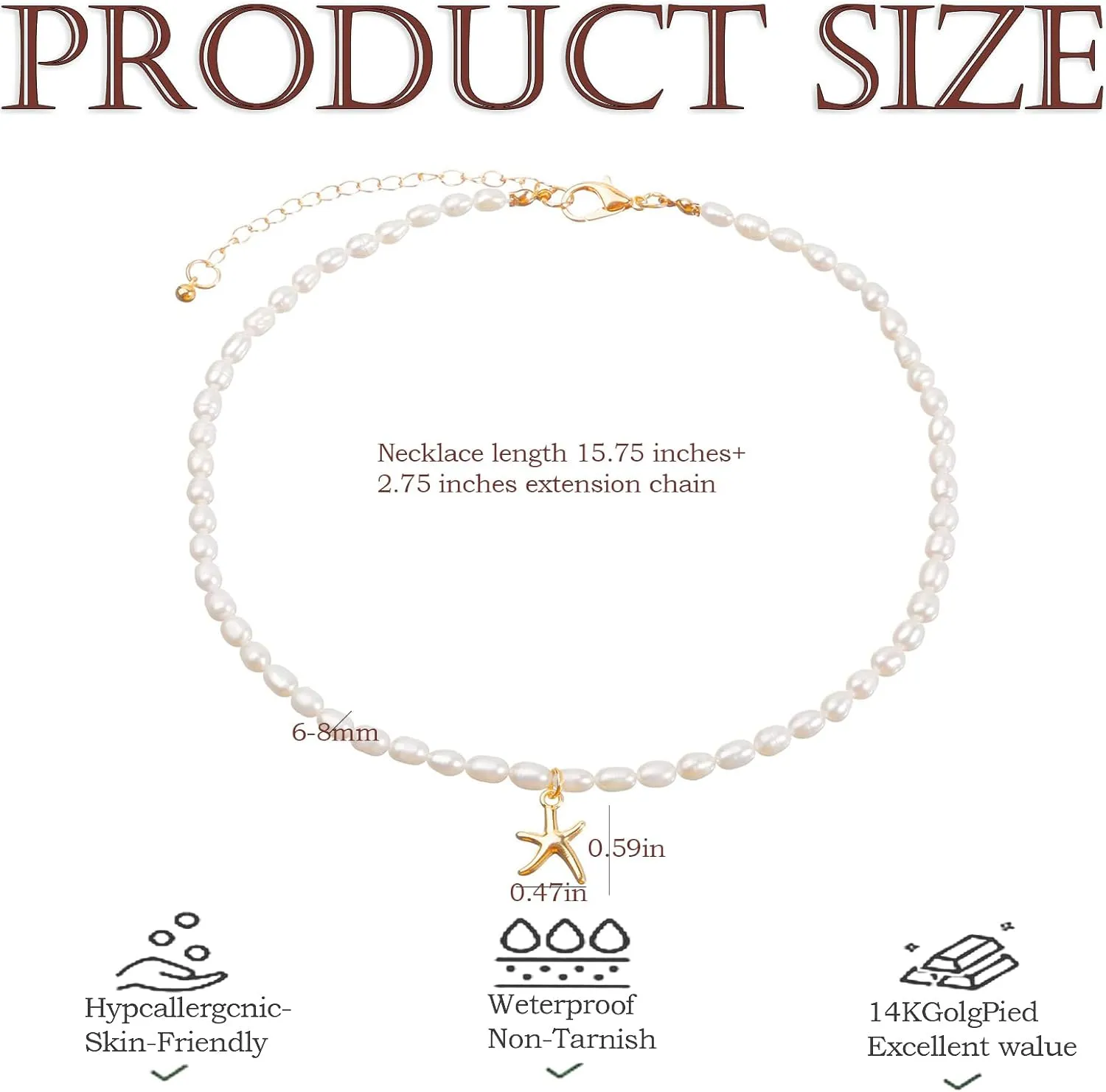 Adjustable Freshwater Pearl Choker Necklace for Women  14K Gold Plated Handmade Jewelry, Natural Irregular Pearls for Everyday Elegance