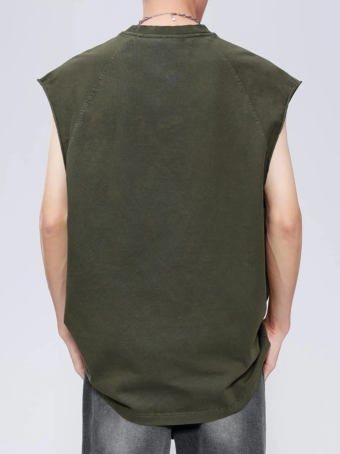 Aelfric Eden Men's Vintage Solid Cap Sleeve T-Shirts Oversized Casual Summer Basic Tees Tank Top