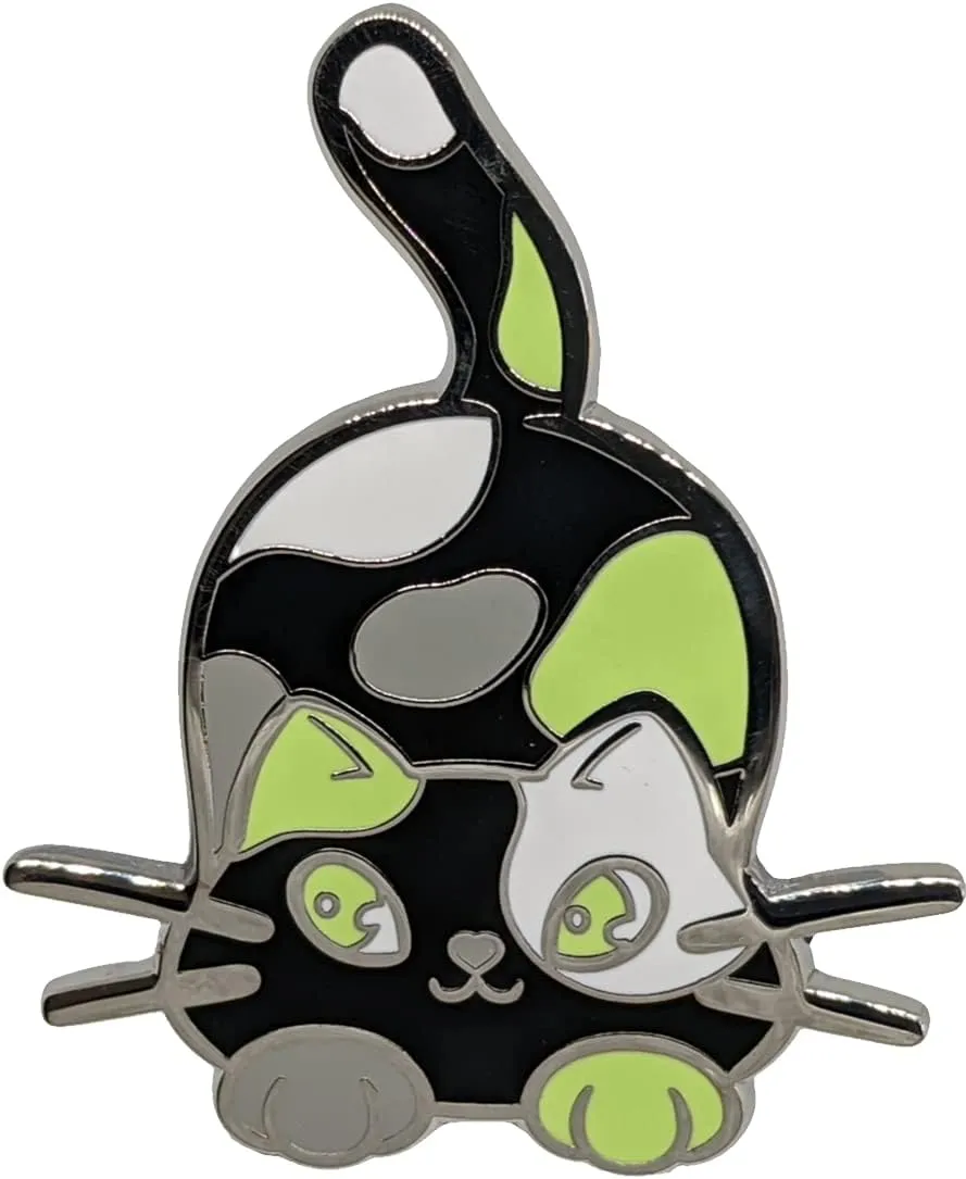 Agender Purride Calico Cat Hard Enamel Pin in Agender Pride Flag Colors | LGBTQ  Subtle Pride Jewelry