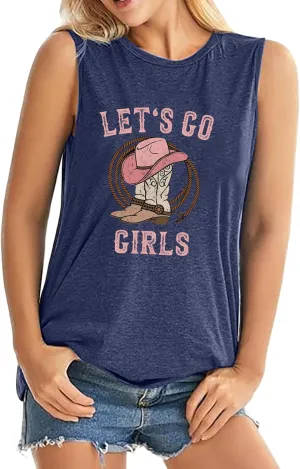 ALUS Womens Graphic Tank Tops Summer T Shirts Sleeveless Casual Loose Tunic Blouses