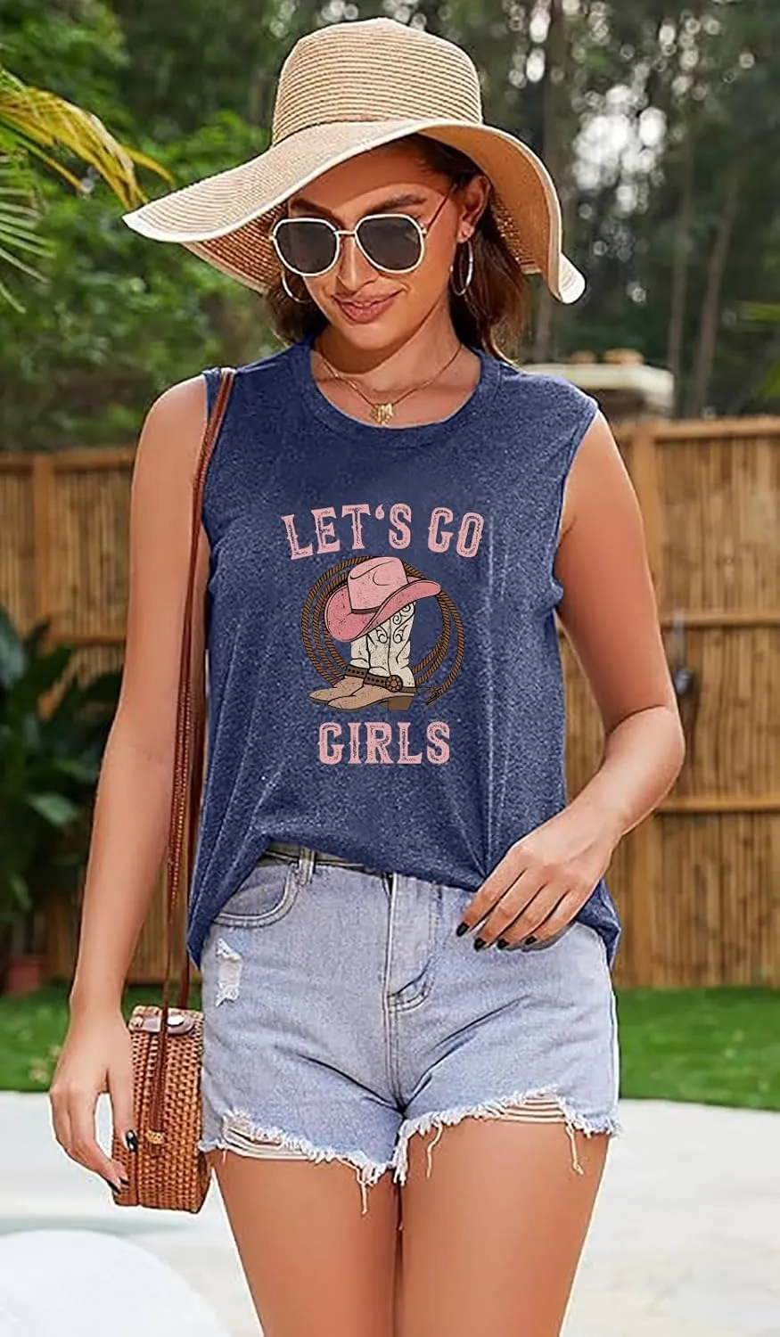 ALUS Womens Graphic Tank Tops Summer T Shirts Sleeveless Casual Loose Tunic Blouses