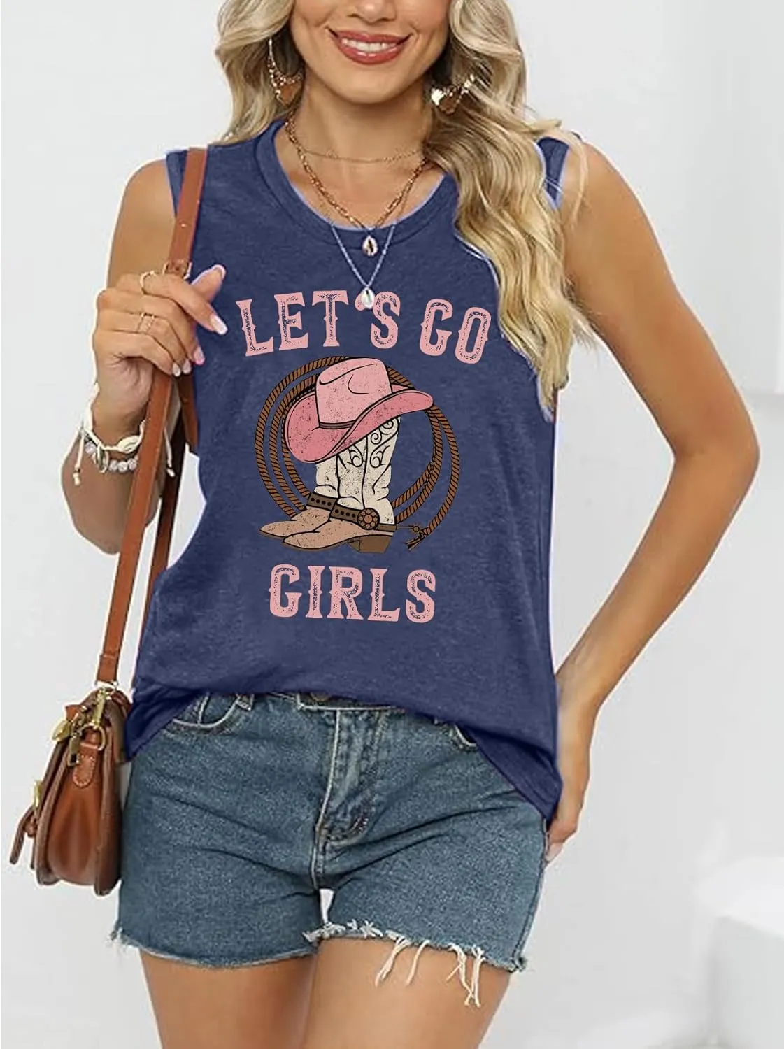 ALUS Womens Graphic Tank Tops Summer T Shirts Sleeveless Casual Loose Tunic Blouses