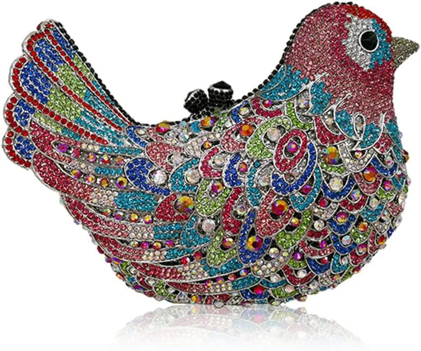 Animal Bird Women Evening Bags Colourful Crystal Clutch Bag Ladies Evening Bag Party Hard Case Bags Wedding Purse