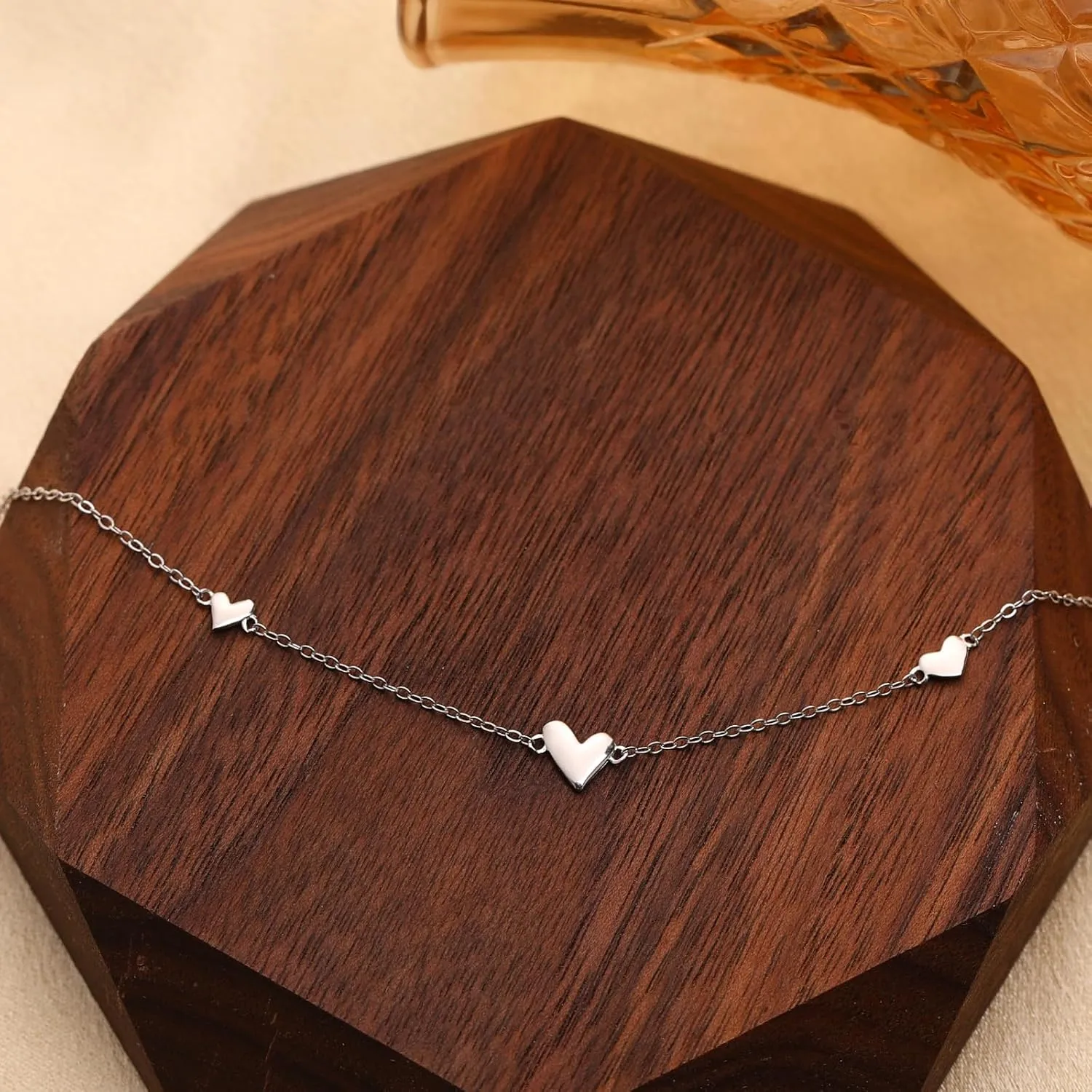 Ankle Bracelets for Women Heart Anklet Bracelets Layered Sterling Silver Shining Tennis Anklet Link with Cubic Zirconia Summer Beach Foot Chain for Women Trendy Jewelry Gifts