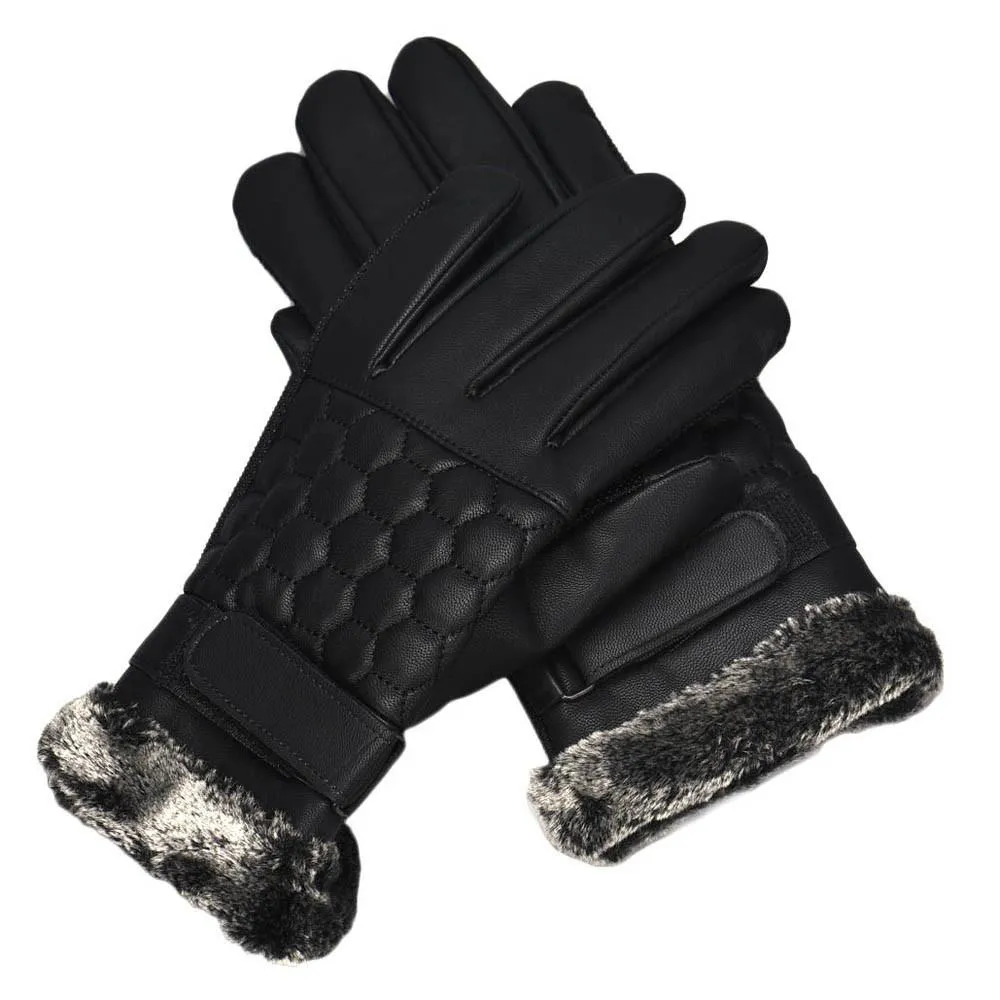 Anti Slip Men Thermal Winter Sports Leather Touch Screen Gloves