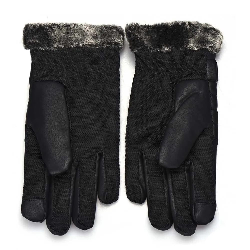 Anti Slip Men Thermal Winter Sports Leather Touch Screen Gloves