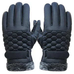 Anti Slip Men Thermal Winter Sports Leather Touch Screen Gloves