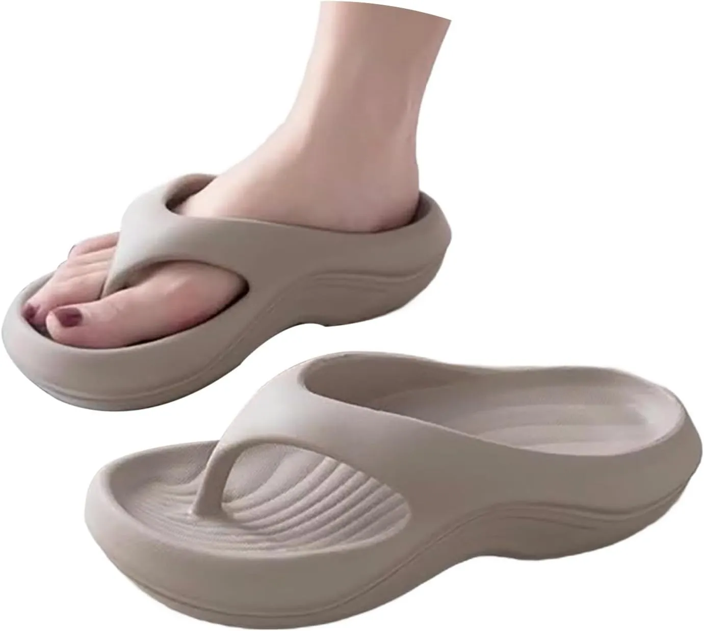 Arch Support Flip Flops for Women Pillow Sliders Plantar Fasciitis Orthopedic Sandals Comfortable Platform Walking Cloud Slides Recovery Flipflops Summer Beach Shoes Non-Slip Bathing Slipper